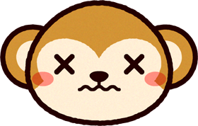 かわいい猿の顔のイラスト/もうムリ