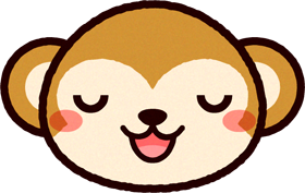 かわいい猿の顔のイラスト/目をつぶる