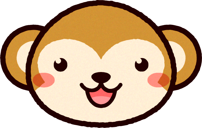 かわいい猿の顔のイラスト/口を開く