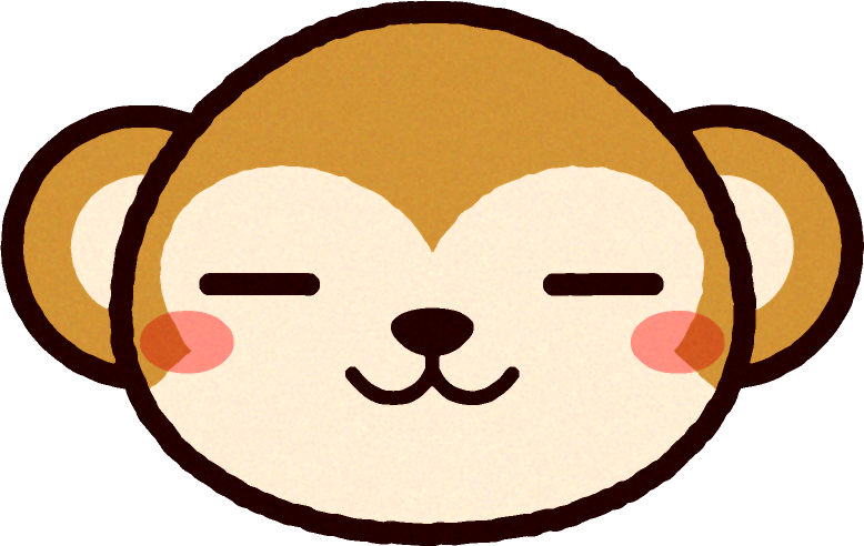 かわいい猿の顔のイラスト/目を閉じる