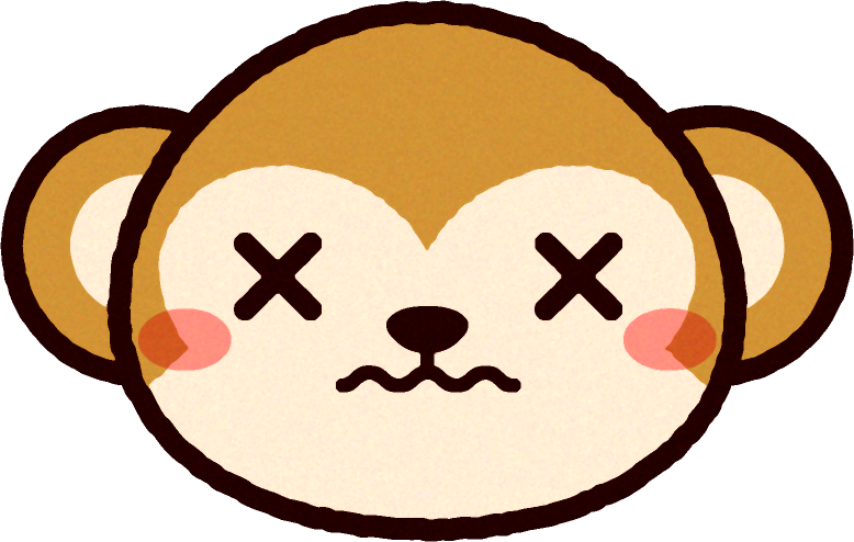 かわいい猿の顔のイラスト/もうムリ