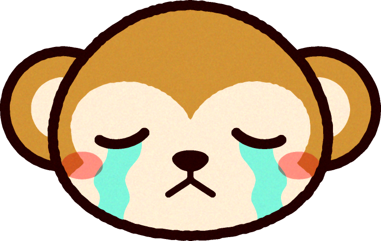 かわいい猿の顔のイラスト/泣く