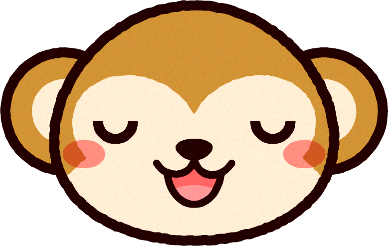 かわいい猿の顔のイラスト/目をつぶる