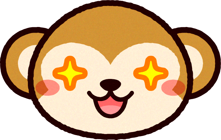 かわいい猿の顔のイラスト/目を輝かす