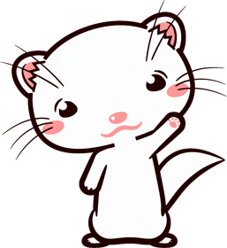 手を振るフェレットのイラスト/白