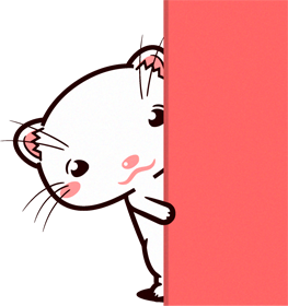 のぞき見するフェレットのイラスト/白
