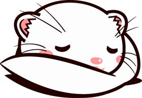 眠るフェレットのイラスト/白