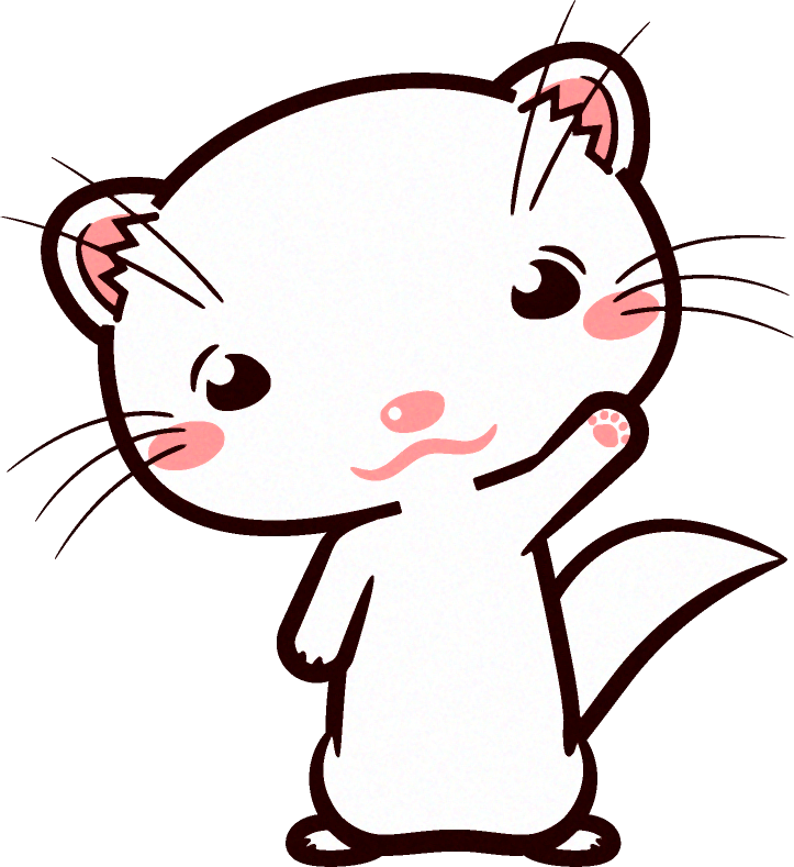 手を振るフェレットのイラスト/白
