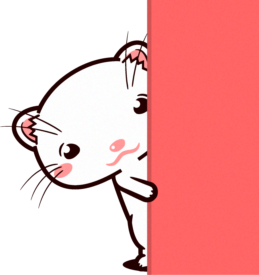 のぞき見するフェレットのイラスト/白