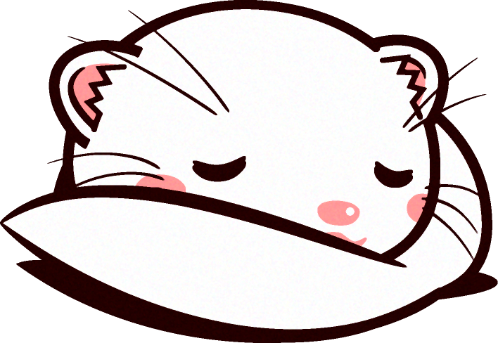 眠るフェレットのイラスト/白