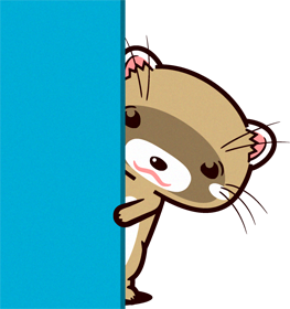 のぞき見するフェレットのイラスト/白