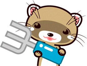 フォークを持つフェレットのイラスト