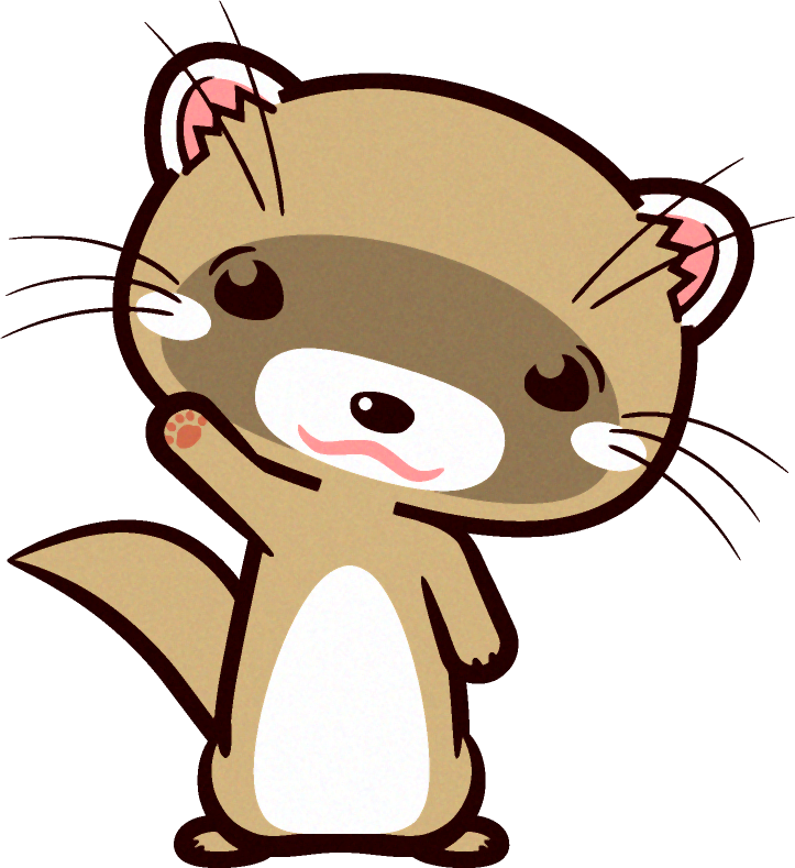 手を振るフェレットのイラスト