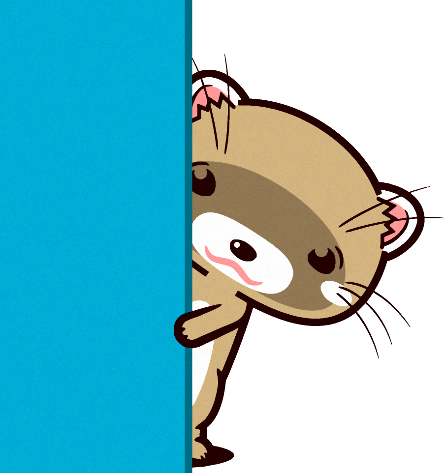 のぞき見するフェレットのイラスト/白