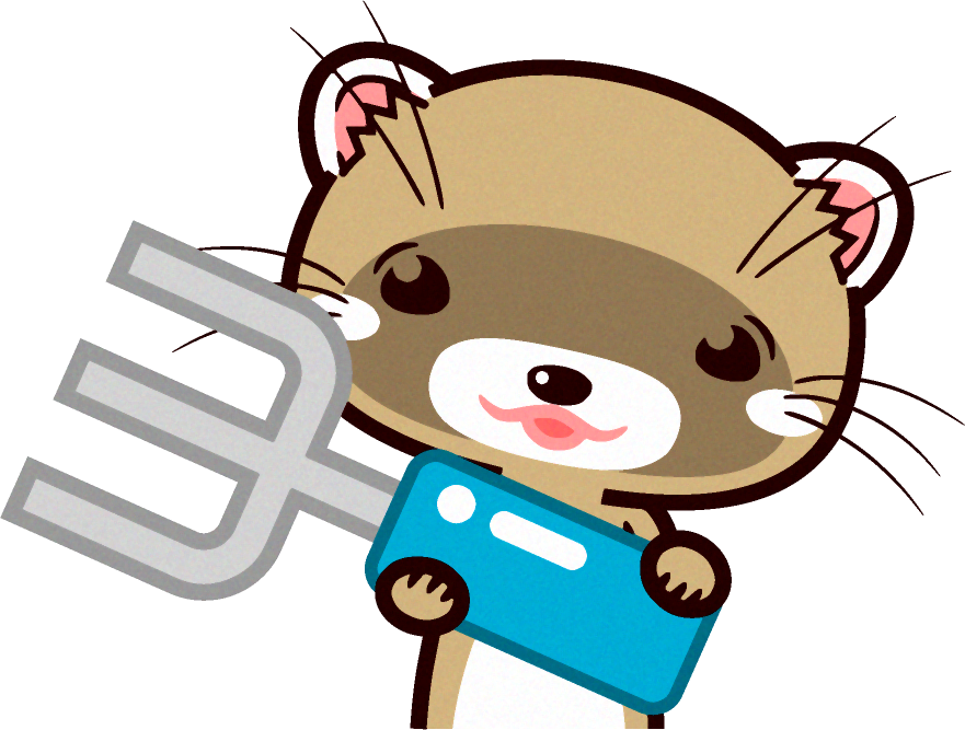 フォークを持つフェレットのイラスト
