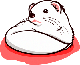 丸まっているフェレットのイラスト/白