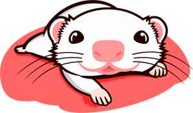 見つめるフェレットのイラスト/白