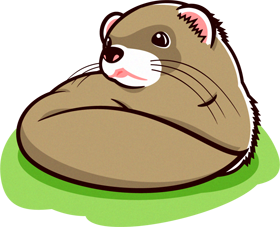 丸まっているフェレットのイラスト