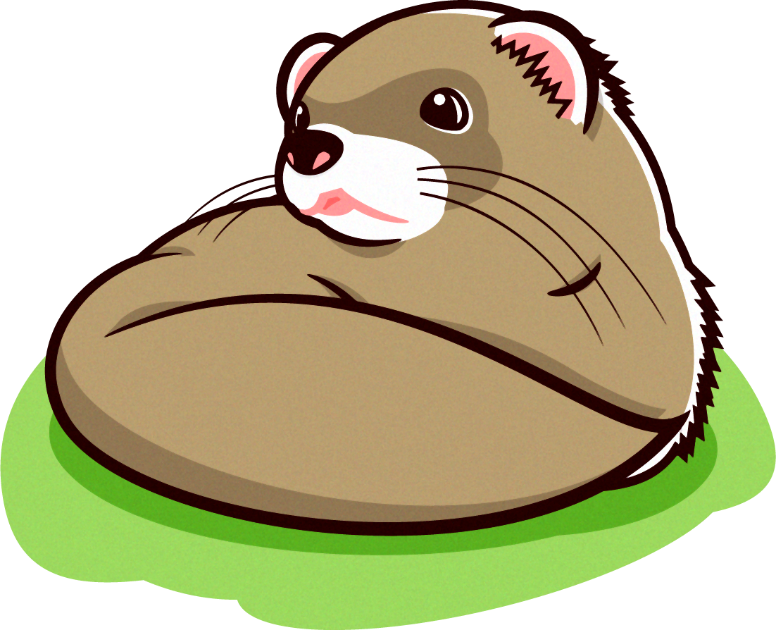 丸まっているフェレットのイラスト