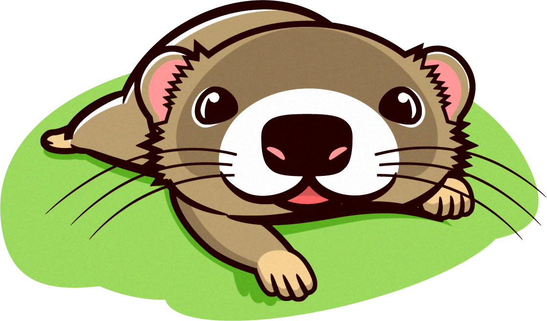 見つめるフェレットのイラスト