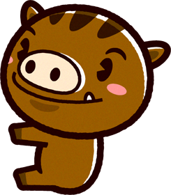 ポップな猪イラスト/抱きつく