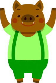 ポップな猪イラスト/抱きつく