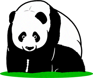 パンダのイラスト/じっと見ている