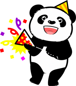 パンダのイラスト/ハッピーバースデー_クラッカー