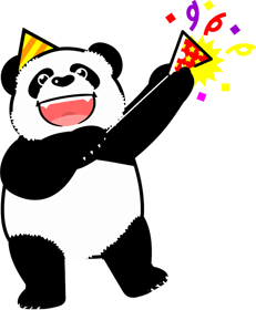 パンダのイラスト/ハッピーバースデー_クラッカー2