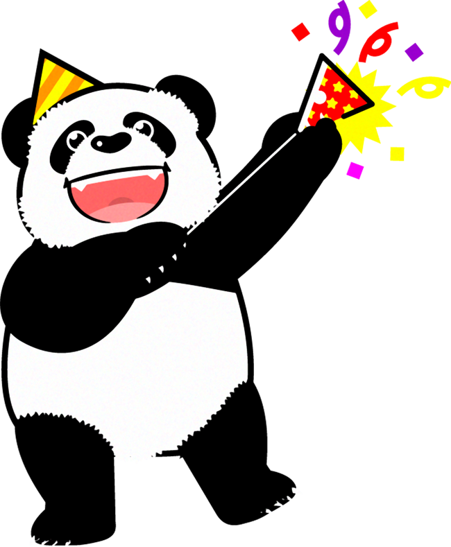 パンダのイラスト/ハッピーバースデー_クラッカー2