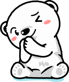 ゴメンネと謝っている白熊の子供のイラスト