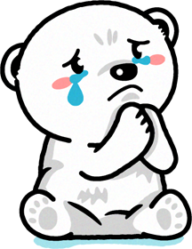 泣いて助けを求めている白熊の子供のイラスト