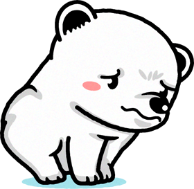不安になっている白熊の子供のイラスト