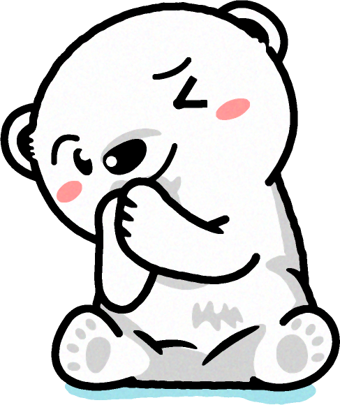 ゴメンネと謝っている白熊の子供のイラスト