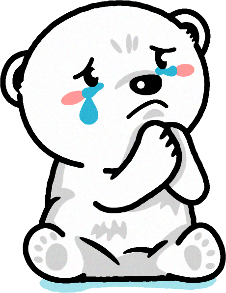 泣いて助けを求めている白熊の子供のイラスト