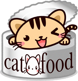 猫イラスト/キャットフードの缶詰から顔を出す