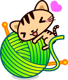猫イラスト/毛糸玉にじゃれる