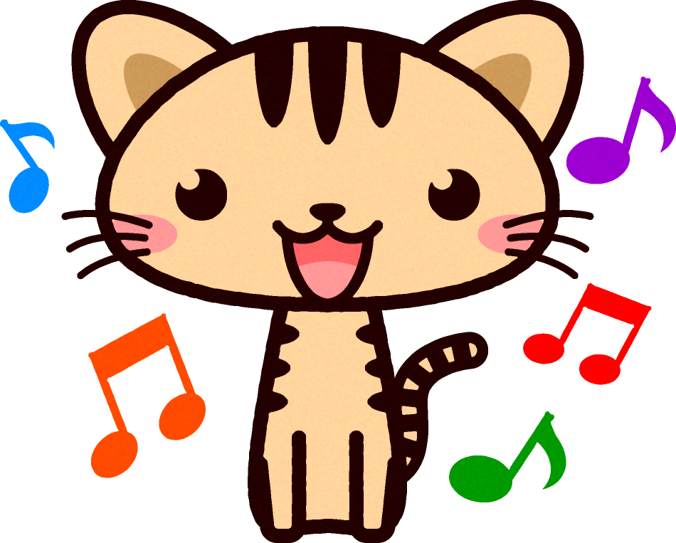 猫イラスト/歌を歌う