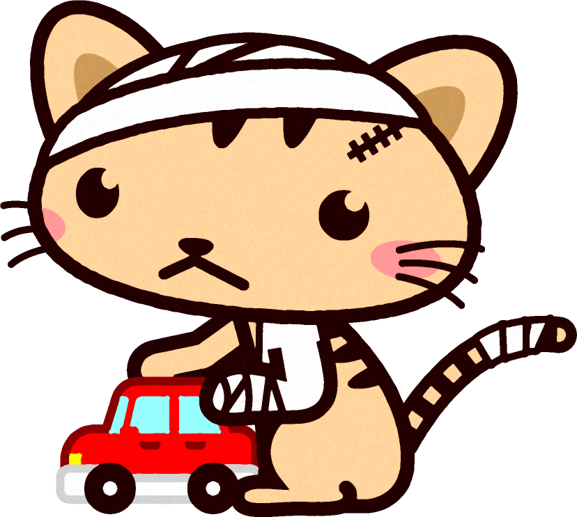 猫イラスト/交通事故にあった