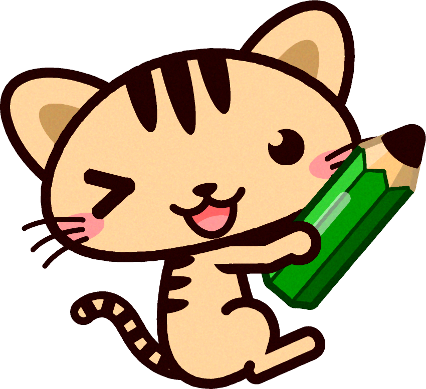 猫イラスト/鉛筆を持ってウィンクする