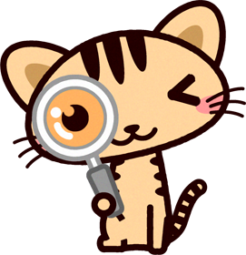 猫イラスト/虫眼鏡で覗く
