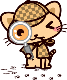 猫の探偵イラスト/足跡を調べる