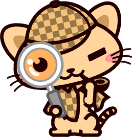 猫の探偵イラスト/虫眼鏡で覗きこむ