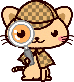 猫の探偵イラスト/虫眼鏡で覗きこむ2る