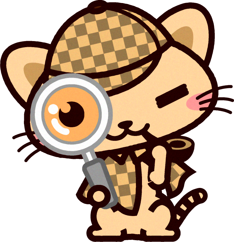猫の探偵イラスト/虫眼鏡で覗きこむ