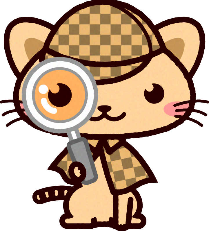 猫の探偵イラスト/虫眼鏡で覗きこむ2