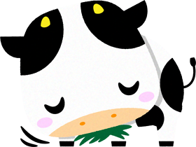 牛のイラスト/草を食べる