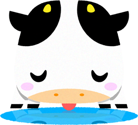 牛のイラスト/水を飲む