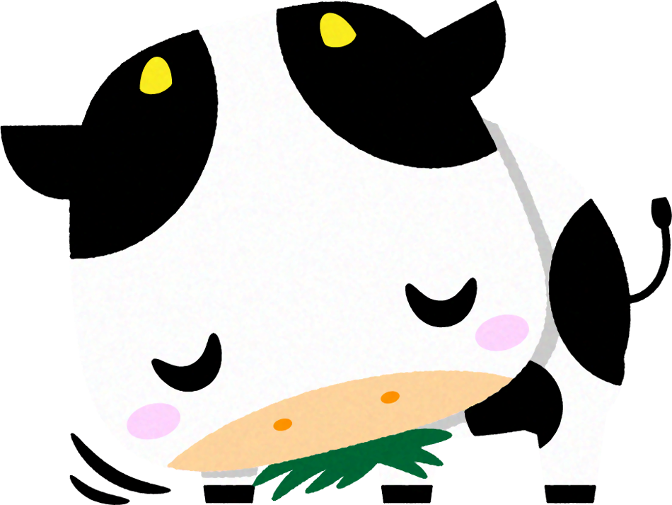 牛のイラスト/草を食べる