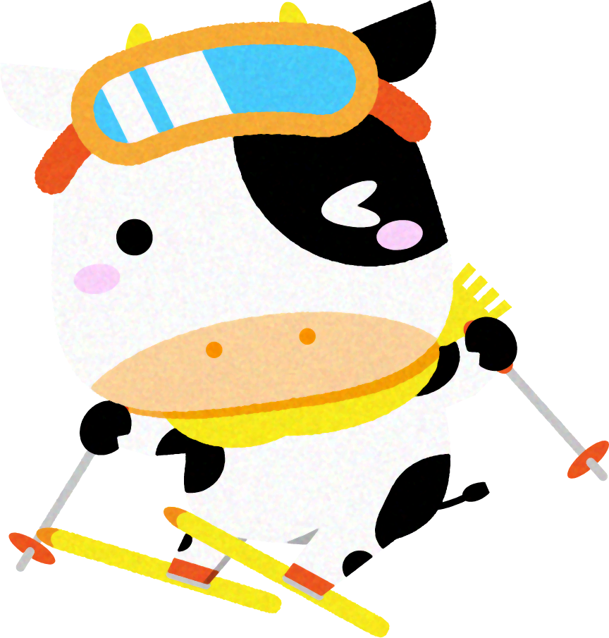 牛のイラスト/スキー4